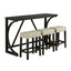 59" Rustic Dining&Bar Table Set with 3 Stools for Apartment, USB-A & USB-C Charging Ports