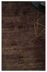 5.10x8.6 Hand Knotted Brown Overdyed Antique Finish Traditional Wool Rug | N34569