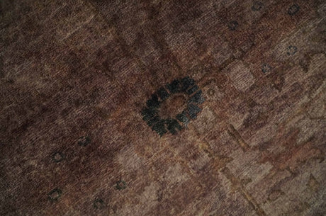 5.10x8.6 Hand Knotted Brown Overdyed Antique Finish Traditional Wool Rug | N34569