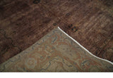 5.10x8.6 Hand Knotted Brown Overdyed Antique Finish Traditional Wool Rug | N34569