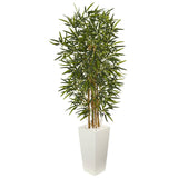 5.5’ Bamboo Artificial Tree in White Tower Planter-Parc Decor