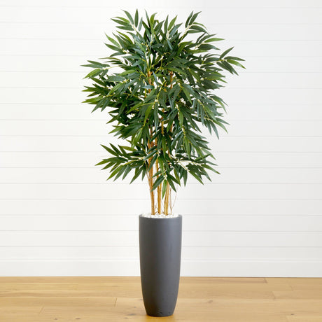 5.5’ Bamboo Tree in Gray Cylinder Planter-Parc Decor