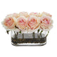 5.5” Blooming Roses in Glass Vase Artificial Arrangement-Parc Decor