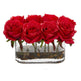 5.5” Blooming Roses in Glass Vase Artificial Arrangement-Parc Decor