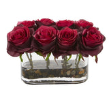 5.5” Blooming Roses in Glass Vase Artificial Arrangement-Parc Decor