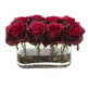 5.5” Blooming Roses in Glass Vase Artificial Arrangement-Parc Decor