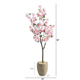 5.5’ Cherry Blossom Artificial Tree in Sand Colored Planter-Parc Decor