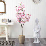 5.5’ Cherry Blossom Artificial Tree in Sand Colored Planter-Parc Decor