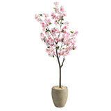 5.5’ Cherry Blossom Artificial Tree in Sand Colored Planter-Parc Decor