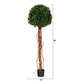 5.5’ English Ivy Single Ball Artificial Topiary Tree with Natural Trunk UV Resistant (Indoor/Outdoor)-Parc Decor