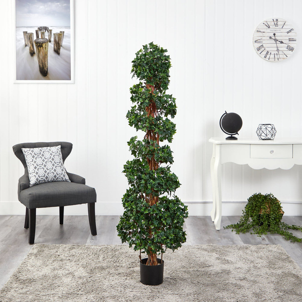 5.5’ English Ivy Topiary Spiral Artificial Tree UV Resistant (Indoor/Outdoor)-Parc Decor