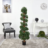 5.5’ English Ivy Topiary Spiral Artificial Tree UV Resistant (Indoor/Outdoor)-Parc Decor