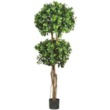 5.5' Eucalyptus Double Ball Topiary Silk Tree-Parc Decor