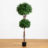 5.5' Eucalyptus Double Ball Topiary Silk Tree-Parc Decor