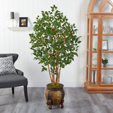 5.5' Ficus Bushy Artificial Tree in Decorative Planter-Parc Decor