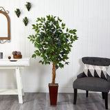 5.5’ Ficus Tree w/Bamboo Planter-Parc Decor