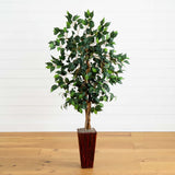 5.5’ Ficus Tree w/Bamboo Planter-Parc Decor
