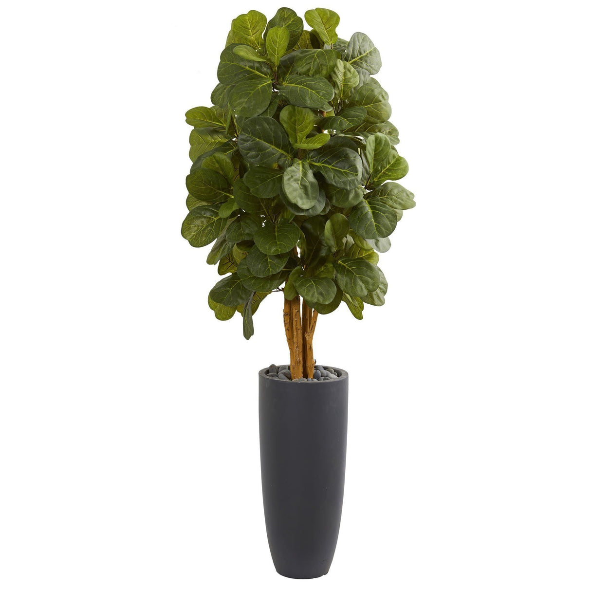 5.5’ Fiddle Leaf Artificial Tree in Gray Cylinder Planter-Parc Decor