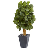5.5’ Fiddle Leaf Artificial Tree in Slate Planter-Parc Decor