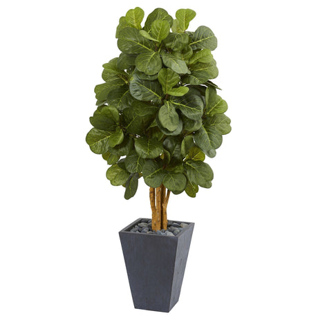 5.5’ Fiddle Leaf Artificial Tree in Slate Planter-Parc Decor