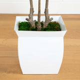 5.5’ Fiddle Leaf Artificial Tree in White Metal Planter(Indoor/Outdoor)-Parc Decor