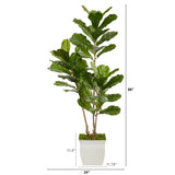 5.5’ Fiddle Leaf Artificial Tree in White Metal Planter(Indoor/Outdoor)-Parc Decor