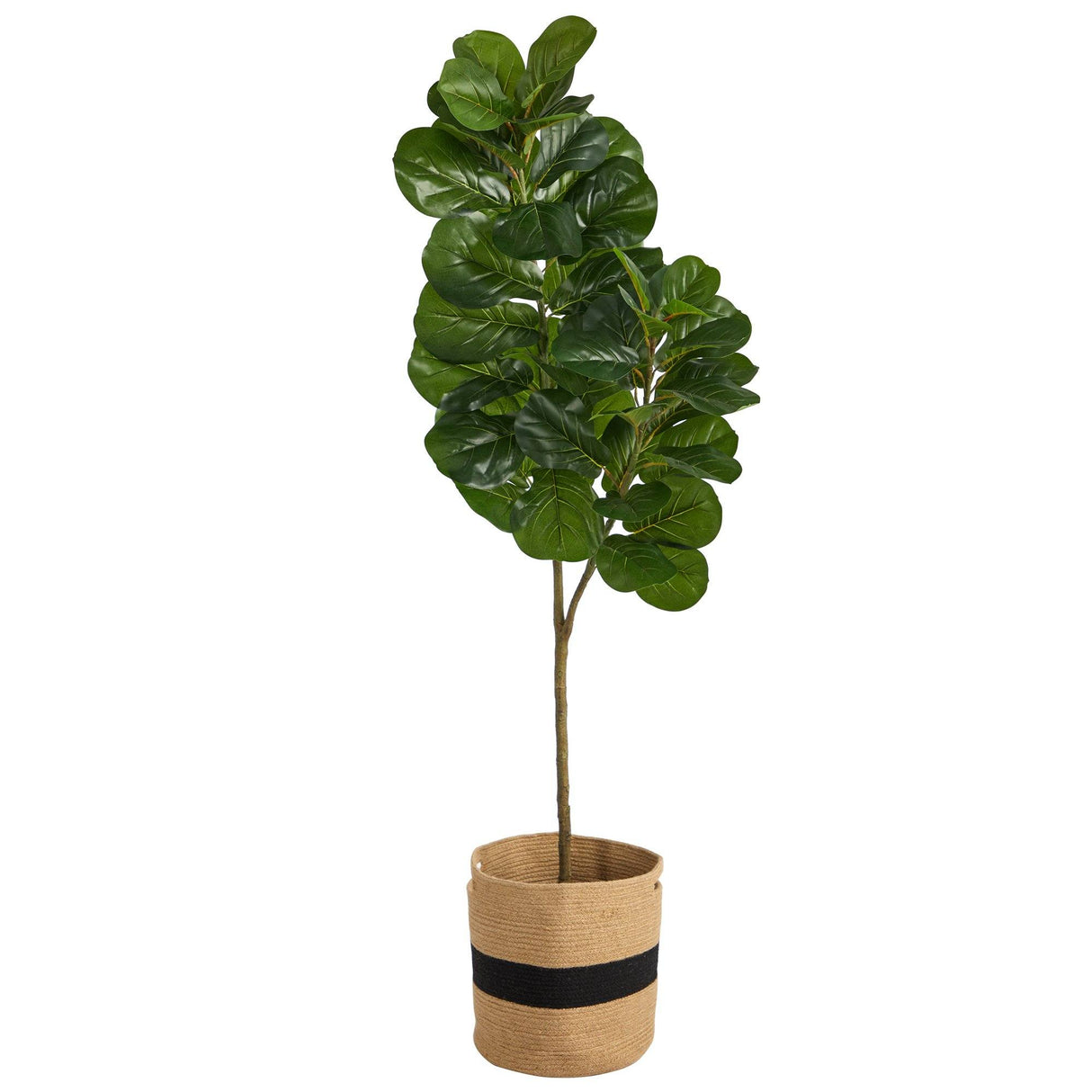 5.5’ Fiddle Leaf Fig Artificial Tree in Handmade Natural Cotton Planter-Parc Decor