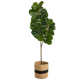 5.5’ Fiddle Leaf Fig Artificial Tree in Handmade Natural Cotton Planter-Parc Decor