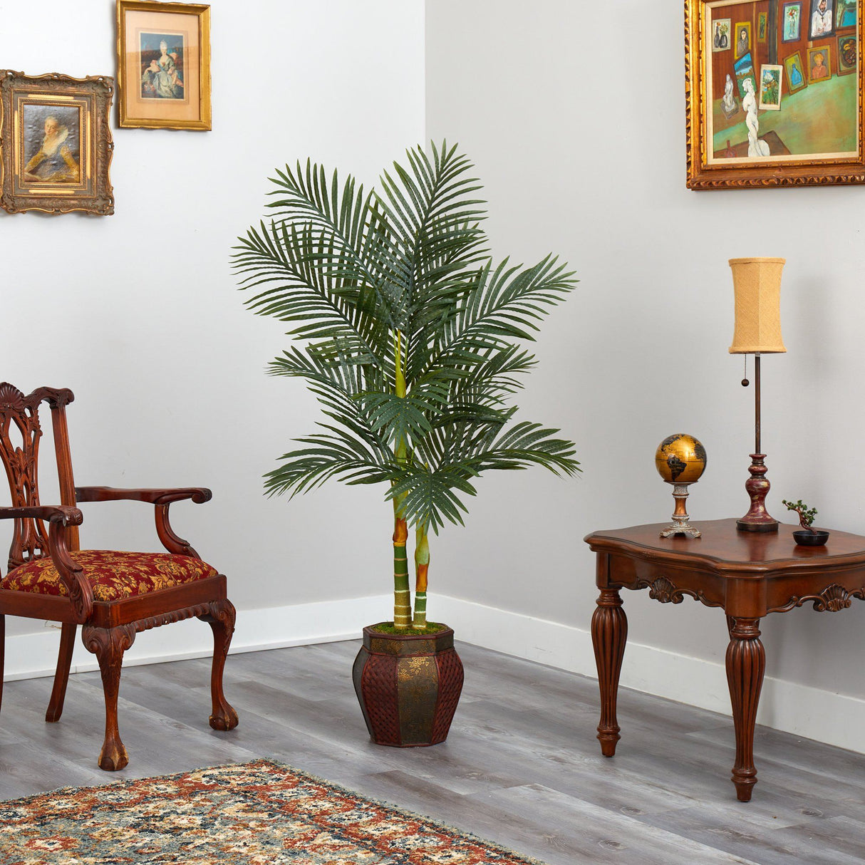 5.5’ Golden Cane Artificial Palm Tree in Decorative Planter-Parc Decor