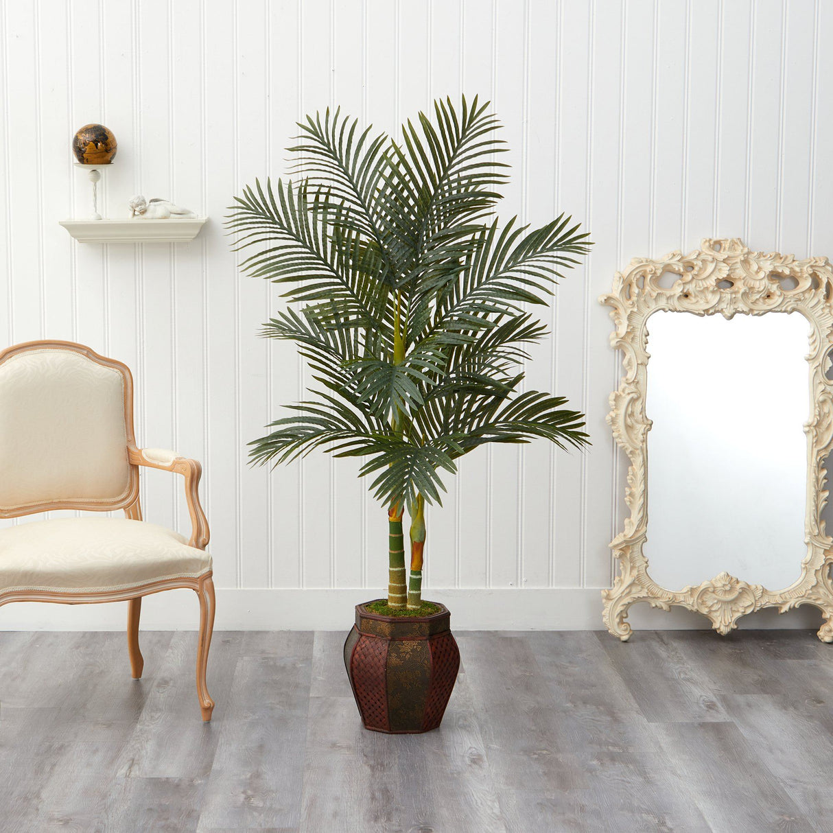 5.5’ Golden Cane Artificial Palm Tree in Decorative Planter-Parc Decor