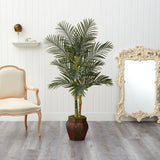 5.5’ Golden Cane Artificial Palm Tree in Decorative Planter-Parc Decor
