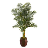 5.5’ Golden Cane Artificial Palm Tree in Decorative Planter-Parc Decor