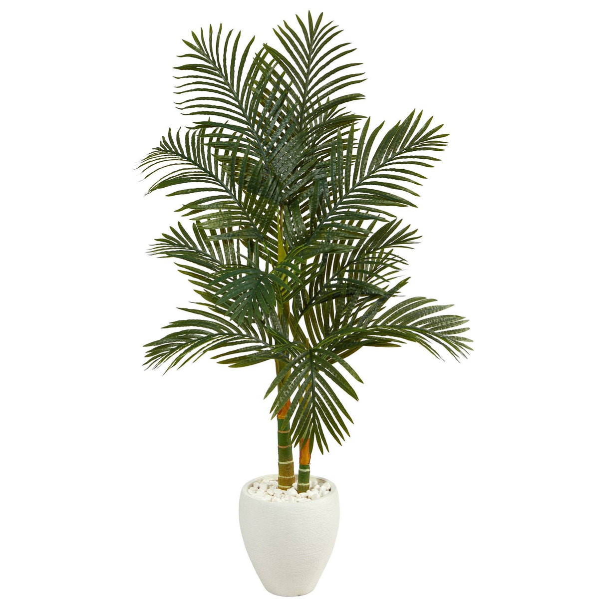 5.5’ Golden Cane Artificial Palm Tree in White Planter-Parc Decor