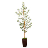 5.5’ Olive Artificial Tree in Bronze Metal Planter-Parc Decor