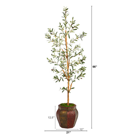 5.5’ Olive Artificial Tree in Decorative Planter-Parc Decor