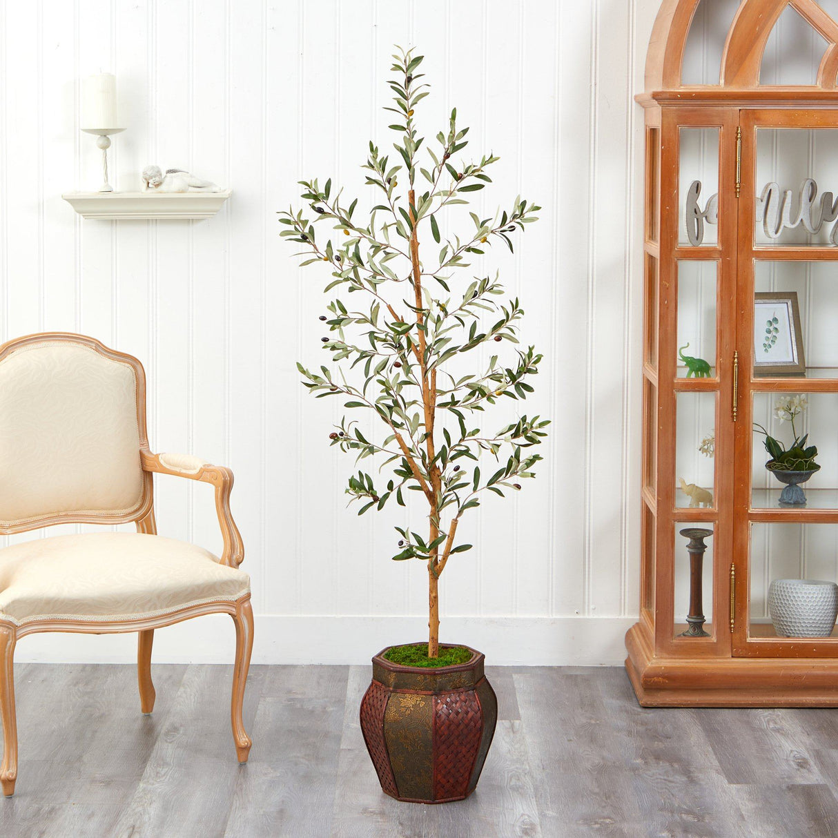 5.5’ Olive Artificial Tree in Decorative Planter-Parc Decor