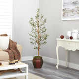 5.5’ Olive Artificial Tree in Decorative Planter-Parc Decor