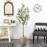 5.5’ Olive Artificial Tree in Sand Colored Planter-Parc Decor