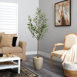 5.5’ Olive Artificial Tree in Sand Colored Planter-Parc Decor