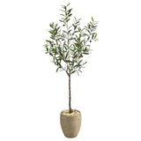 5.5’ Olive Artificial Tree in Sand Colored Planter-Parc Decor