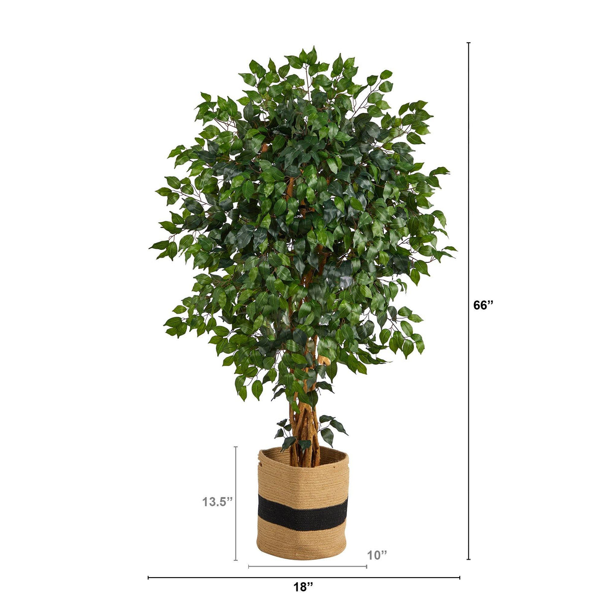 5.5’ Palace Ficus Artificial Tree in Handmade Natural Cotton Planter-Parc Decor