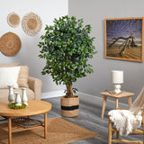 5.5’ Palace Ficus Artificial Tree in Handmade Natural Cotton Planter-Parc Decor
