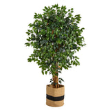 5.5’ Palace Ficus Artificial Tree in Handmade Natural Cotton Planter-Parc Decor