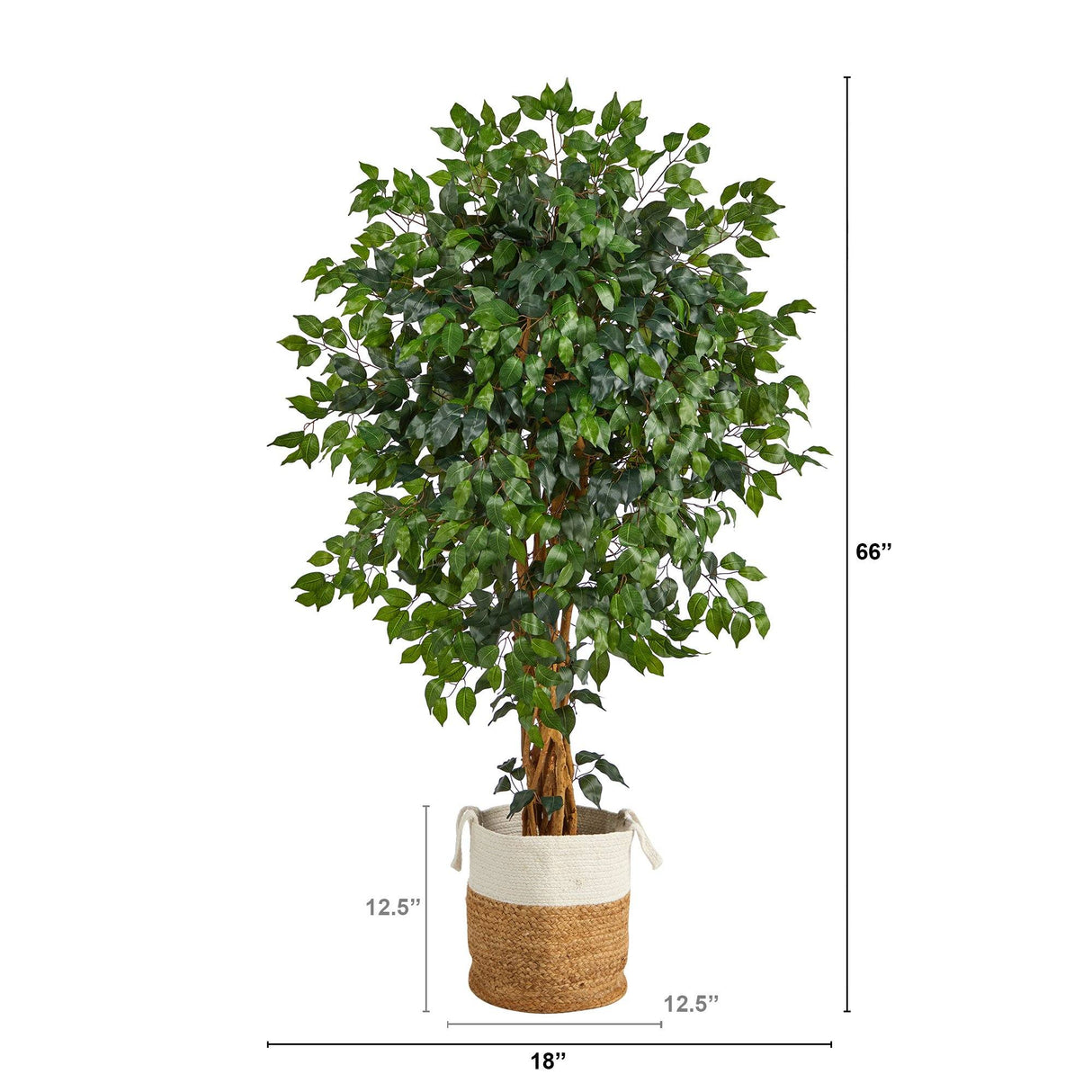 5.5’ Palace Ficus Artificial Tree with in Handmade Natural Jute and Cotton Planter-Parc Decor