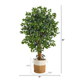 5.5’ Palace Ficus Artificial Tree with in Handmade Natural Jute and Cotton Planter-Parc Decor