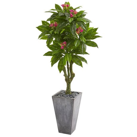 5.5’ Plumeria Artificial Tree in Gray Planter ( Indoor/Outdoor)-Parc Decor