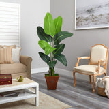 5.5’ Travelers Palm Artificial Tree in Brown Planter-Parc Decor