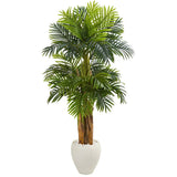 5.5’ Triple Areca Palm Artificial Tree in White Planter-Parc Decor