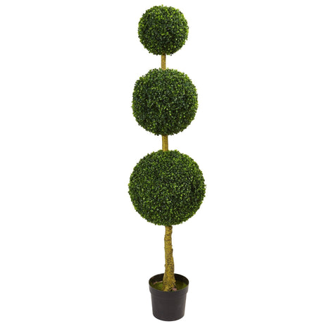 5.5’ Triple Ball Boxwood Artificial Topiary Tree UV Resistant (Indoor/Outdoor)-Parc Decor