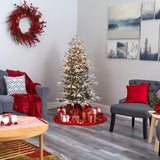 5.5’ Flocked Manchester Spruce Artificial Christmas Tree with 200 Lights and 560 Bendable Branches-Christmas Tree-Parc Decor